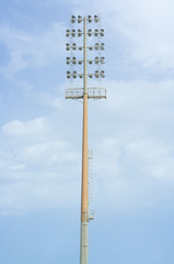 Obraz premium High electric floodlight pole in stadium