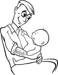 father with baby cartoon coloring page