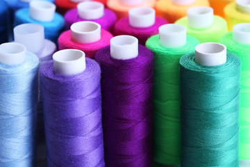 Multicolor sewing threads background