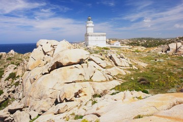 Fototapeta na wymiar Capo Testa, view of the Lighthouse in Sardinia