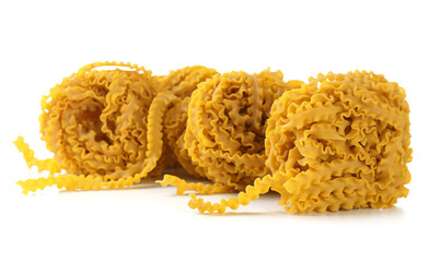 Raw homemade pasta, isolated on white