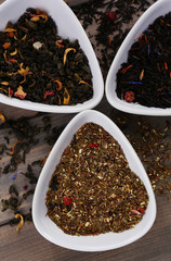 Assortment of dry tea close up