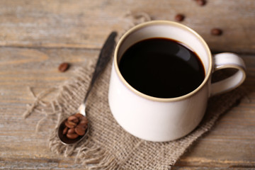 Cup with hot coffee