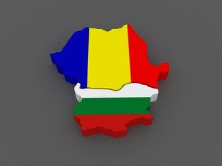Romania and Bulgaria. map.