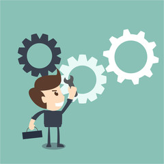 process improvement concept  - businessman with a wrench