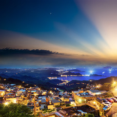 Fototapeta na wymiar The seaside mountain town scenery in Jiufen, Taiwan