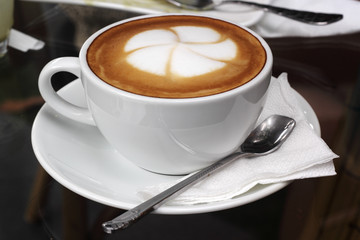 Flower on latte coffee art