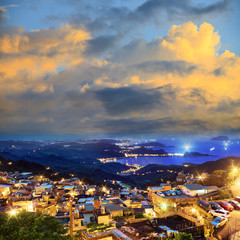 Fototapeta na wymiar The seaside mountain town scenery in Jiufen, Taiwan