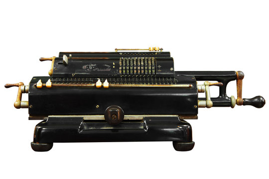 Vintage calculator with clipping path.