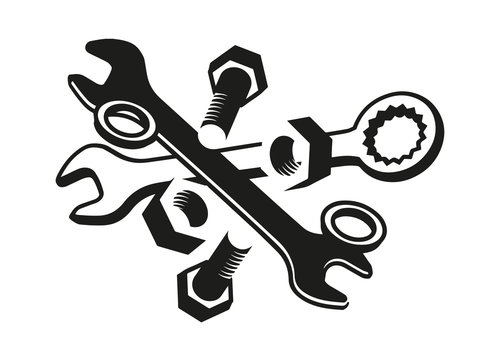 Schraubenschl&uuml;ssel und Schrauben