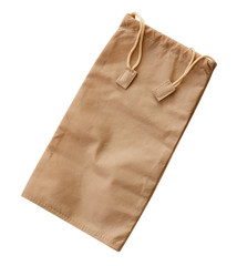 Brown bag on white isolated background.