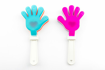 Colorful of hand clap toy, plastic toy hands.