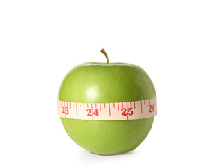 Green apple with measurement