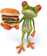 Frog and hamburger