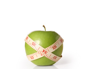 Green apple with measurement