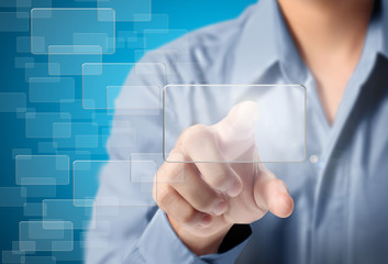 hand pressing  touchscreen button