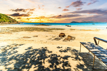 Fototapeta na wymiar Colorful sunset on island