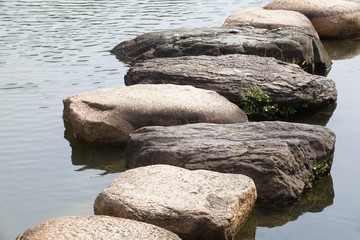 Zen stone path in a Japanese Garden