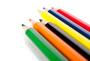 six colored pencils