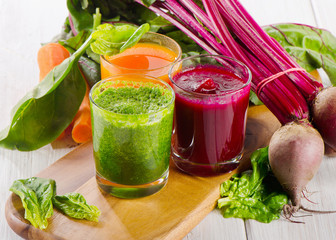 Healthy vegetable smoothie and juice