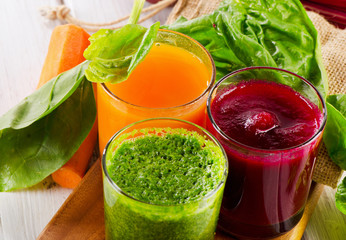 Healthy vegetable smoothie and juice