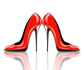 Red high heel shoes