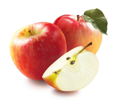 Honeycrisp apples and quarter isolated on white background optio