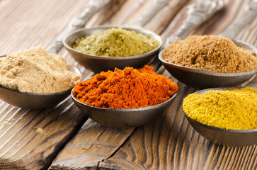 Assortment of powder spices