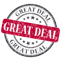 great deal red round grungy stamp isolated on white background
