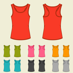 Set of templates colored singlets for women.