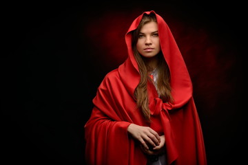 beautiful woman with red cloak