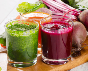 Healthy vegetable smoothie and juice