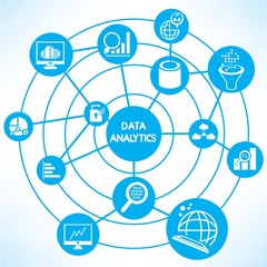 data analytics, blue connecting diagram