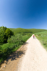 Turyści na górskim szlaku, Bieszczady, Polska