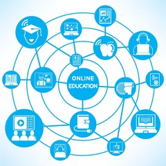 online education, blue connecting network