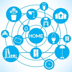 home and interior design, blue connecting network