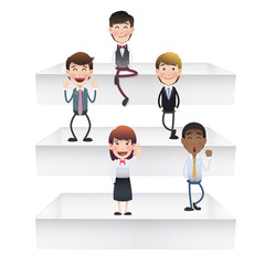 Obraz premium Business people on shelves over white background