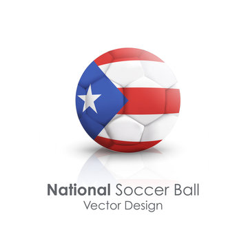Soccer ball of Puerto Rico over white background