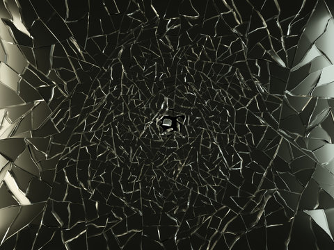 Small sharp Pieces of shattered black glass