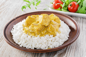 chicken curry with rice salad