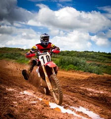 Rolgordijnen Motocross rider © Farnaces