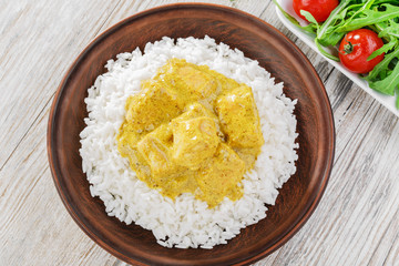chicken curry with rice salad