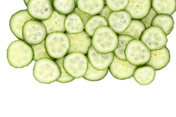 Close up fresh green sliced cucumber.