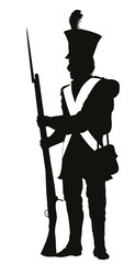 Napoleonic war soldier detailed vector silhouette. EPS 10 - 65546571