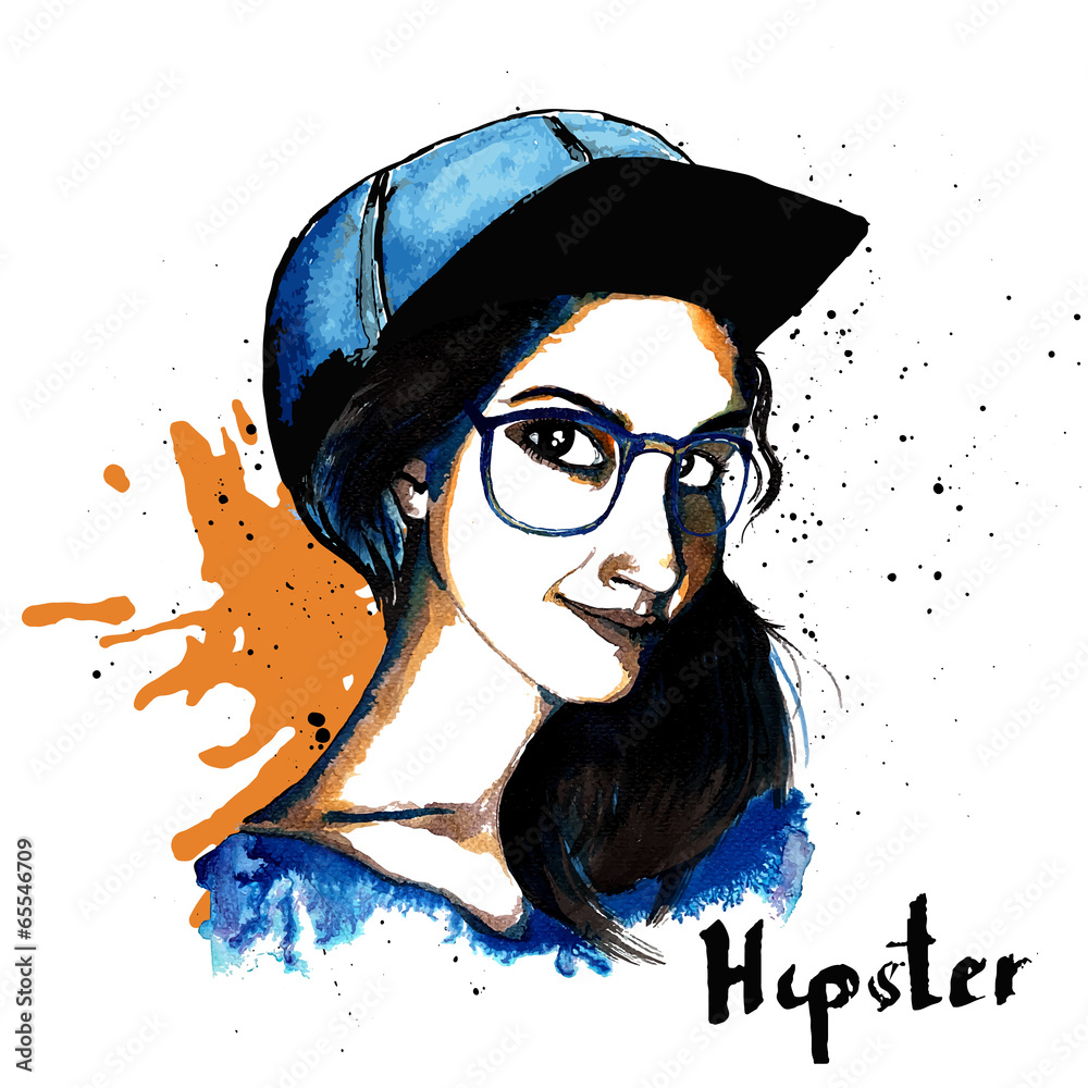 Sticker girl ink hipster