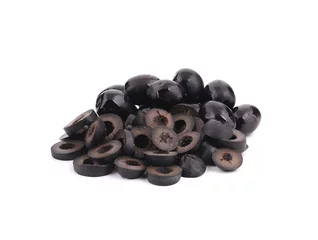 Zelfklevend Fotobehang Rings of black olives. © indigolotos