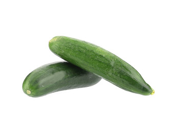 Two fresh cucumbers.