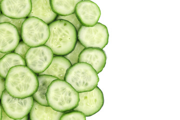 Naklejka na ściany i meble Close up fresh green sliced cucumber.