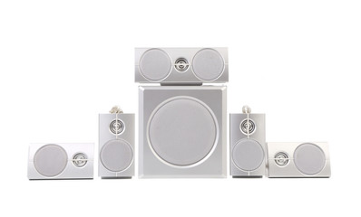 Set of gray sound speakers.