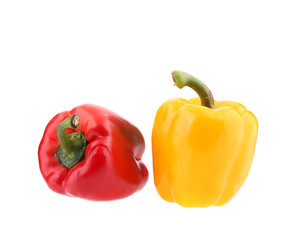 Two peppers red and yellow.